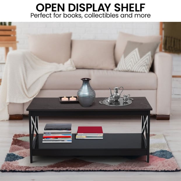 Sarantino Irene Black Cross Coffee Table Image 8