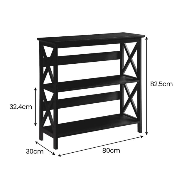 Sarantino Lucas 3-Tier Bookshelf Display Rack in Black Image 3