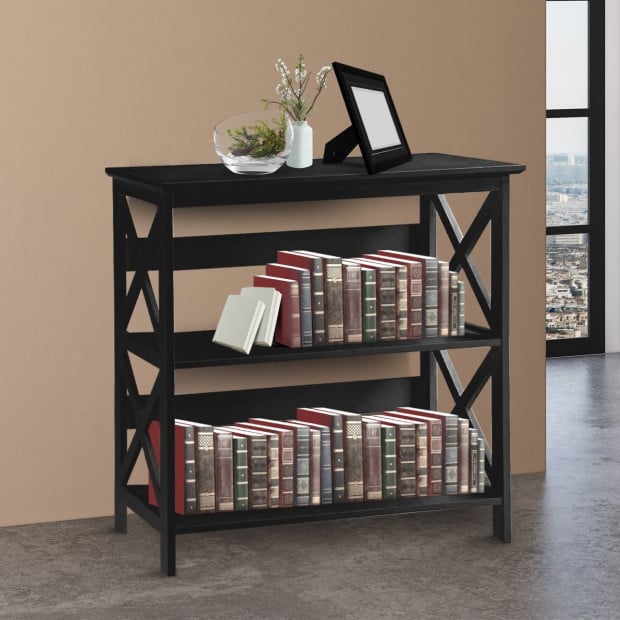 Sarantino Lucas 3-Tier Bookshelf Display Rack in Black Image 10