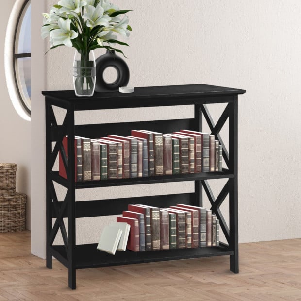 Sarantino Lucas 3-Tier Bookshelf Display Rack in Black Image 11