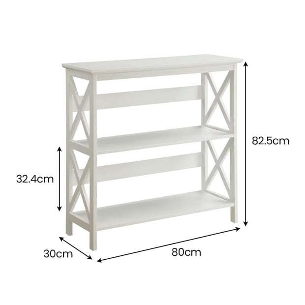 Sarantino Lucas 3-Tier Bookshelf Display Rack in White Image 3