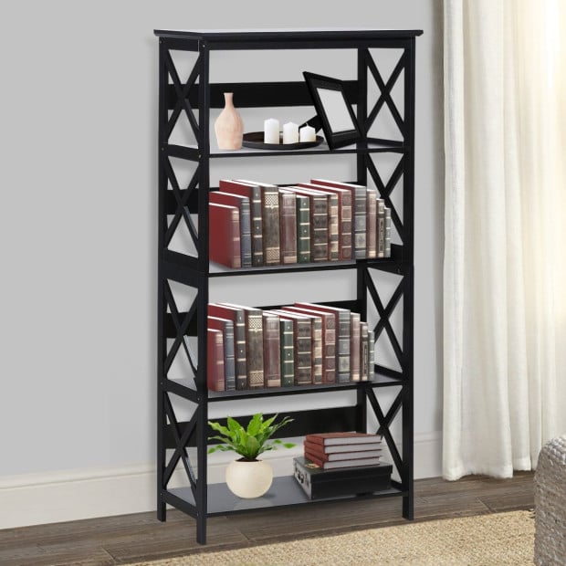 Sarantino Daphne 5-Tier Cross Panel Bookshelf Image 11
