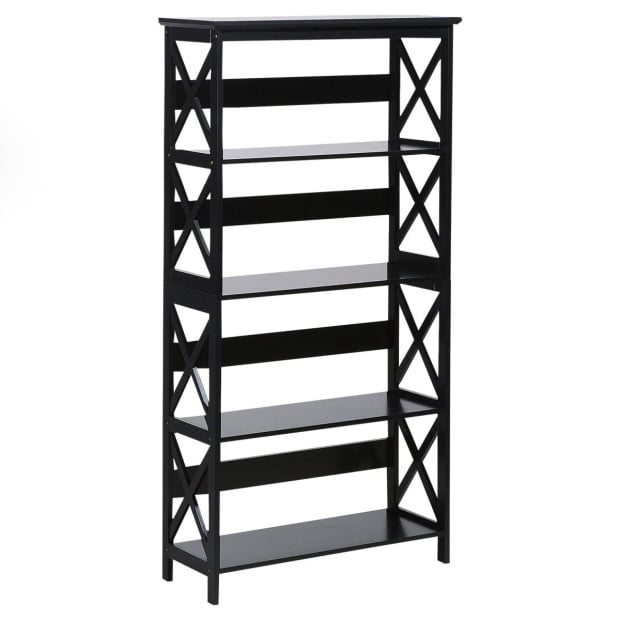 Sarantino Daphne 5-Tier Cross Panel Bookshelf Image 2