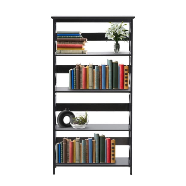 Sarantino Daphne 5-Tier Cross Panel Bookshelf Image 9
