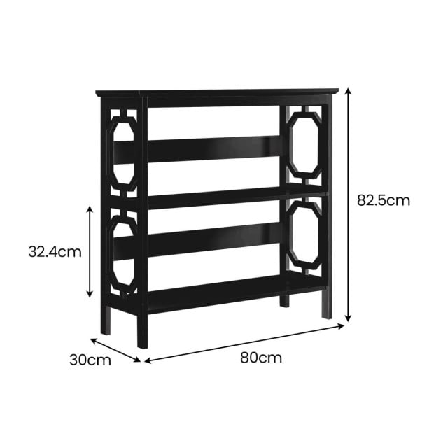Sarantino Laurel 3-Tier Bookshelf Display Rack in Black Image 3