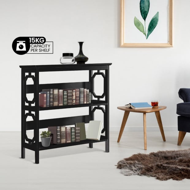 Sarantino Laurel 3-Tier Bookshelf Display Rack in Black Image 10