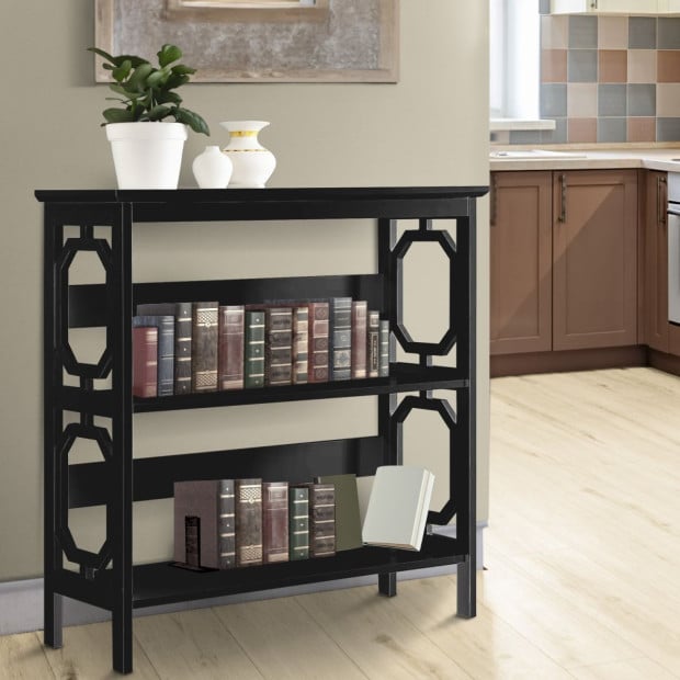 Sarantino Laurel 3-Tier Bookshelf Display Rack in Black Image 11