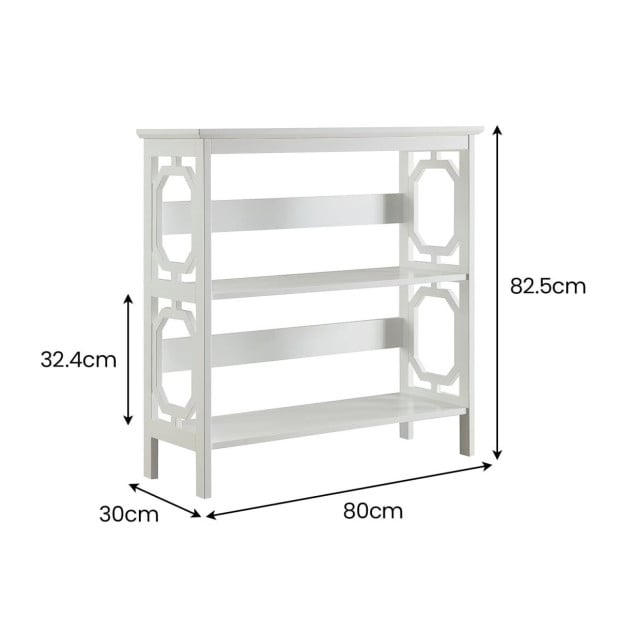Sarantino Laurel 3-Tier Bookshelf Display Rack in White Image 3