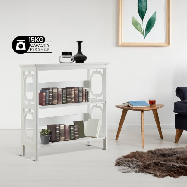 Sarantino Laurel 3-Tier Bookshelf Display Rack in White Image 10