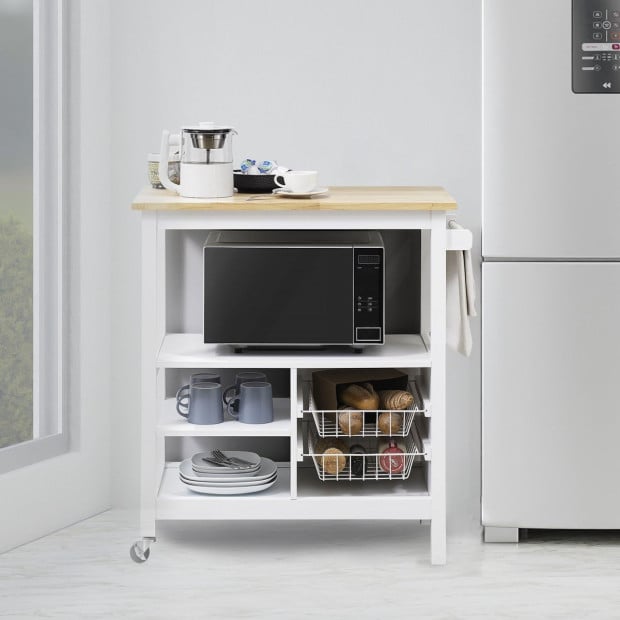 Sarantino Carina Wooden Kitchen Cart Microwave Stand Image 10