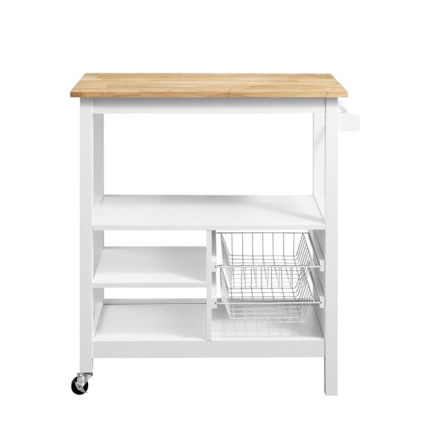 Sarantino Carina Wooden Kitchen Cart Microwave Stand Image 2