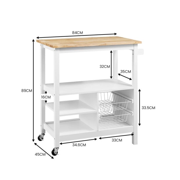 Sarantino Carina Wooden Kitchen Cart Microwave Stand Image 3