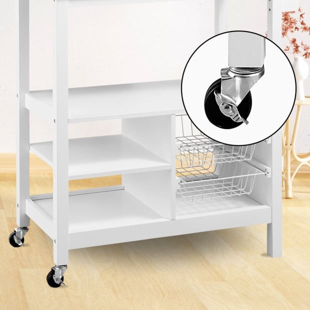 Sarantino Carina Wooden Kitchen Cart Microwave Stand Image 8