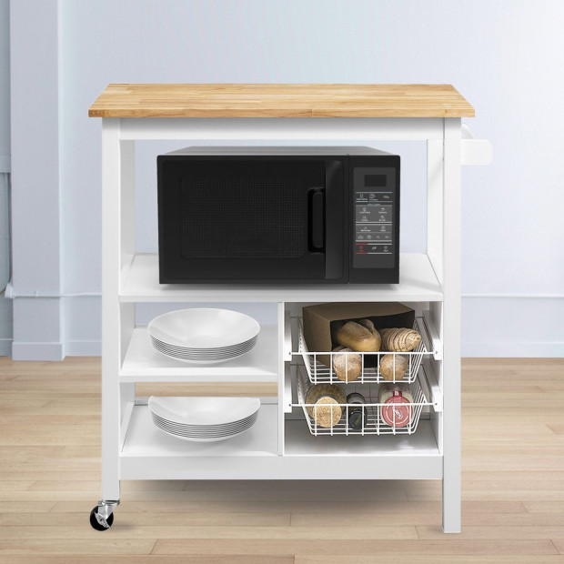 Sarantino Carina Wooden Kitchen Cart Microwave Stand Image 9