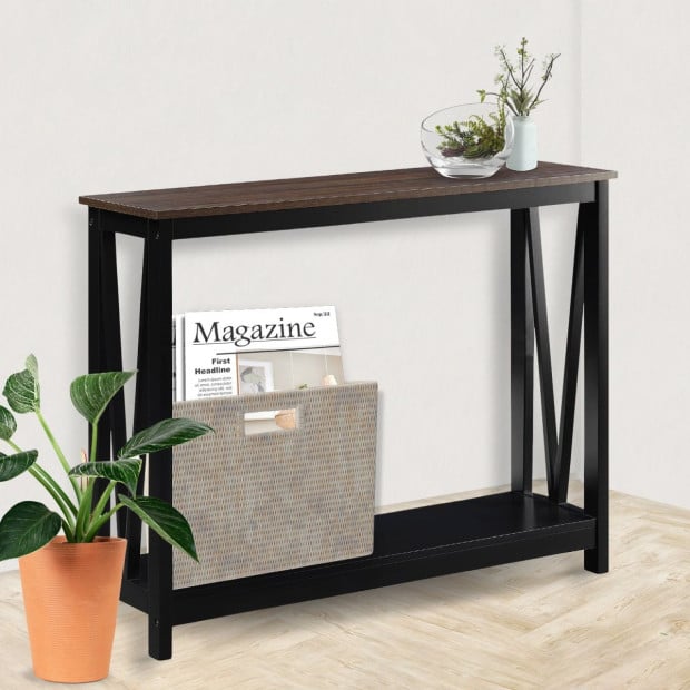 Sarantino Cielo 2-Tier Console Table Dark Walnut Image 9