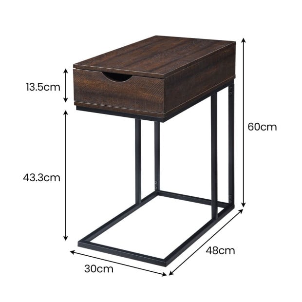 Sarantino C-Shaped Drawer Side Table Image 3