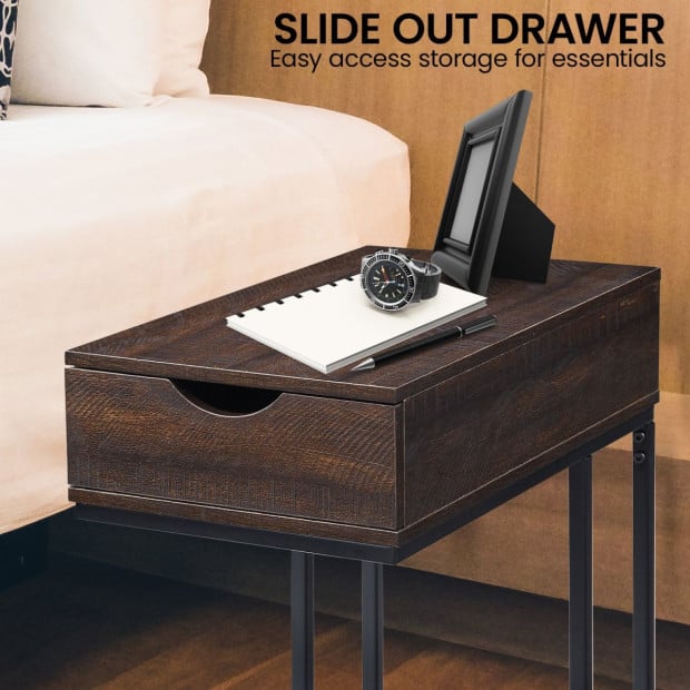 Sarantino C-Shaped Drawer Side Table Image 9