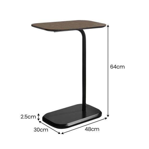 Sarantino Beveled Edge C-Shaped Side Table - Oak Image 3