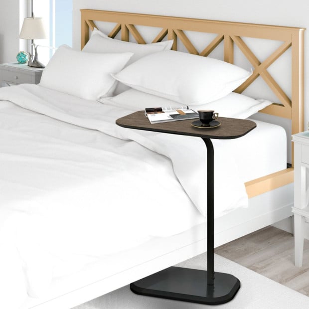 Sarantino Beveled Edge C-Shaped Side Table - Oak Image 6