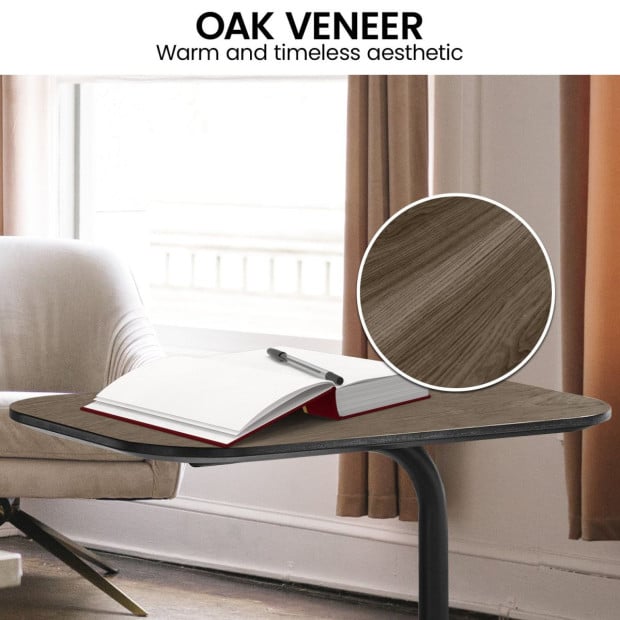 Sarantino Beveled Edge C-Shaped Side Table - Oak Image 9