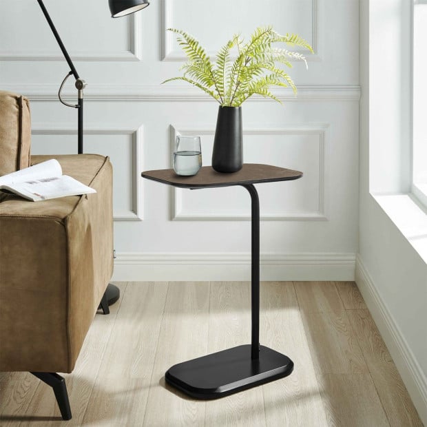 Sarantino Beveled Edge C-Shaped Side Table - Oak Image 10