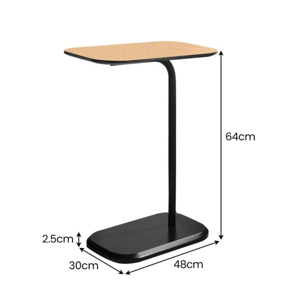 Sarantino Beveled Edge C-Shaped Side Table - Light Oak Image 3
