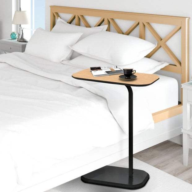 Sarantino Beveled Edge C-Shaped Side Table - Light Oak Image 6