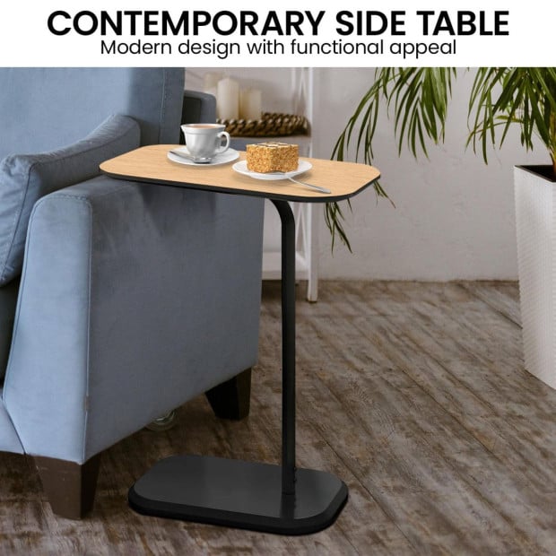 Sarantino Beveled Edge C-Shaped Side Table - Light Oak Image 8