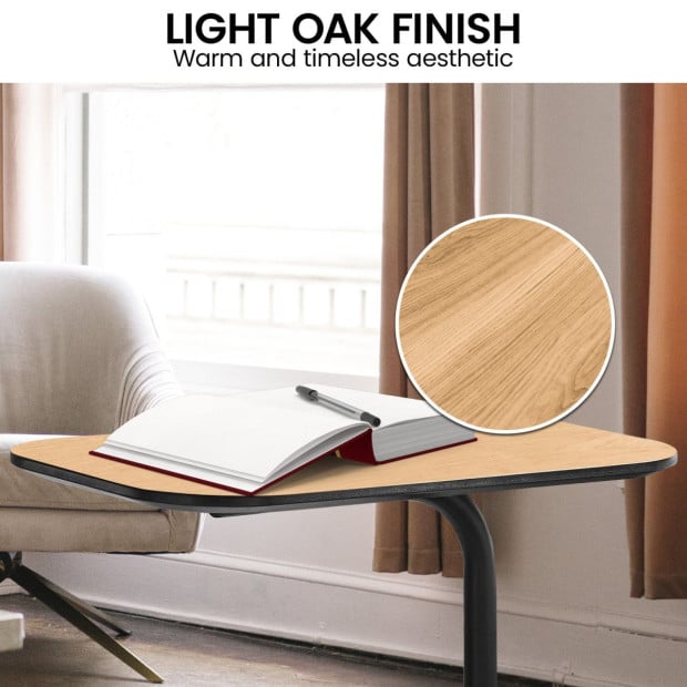 Sarantino Beveled Edge C-Shaped Side Table - Light Oak Image 9