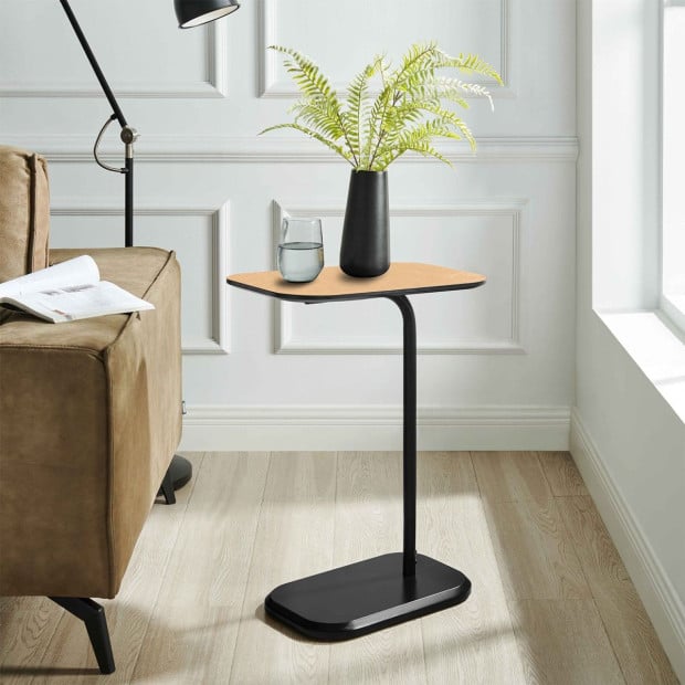 Sarantino Beveled Edge C-Shaped Side Table - Light Oak Image 10