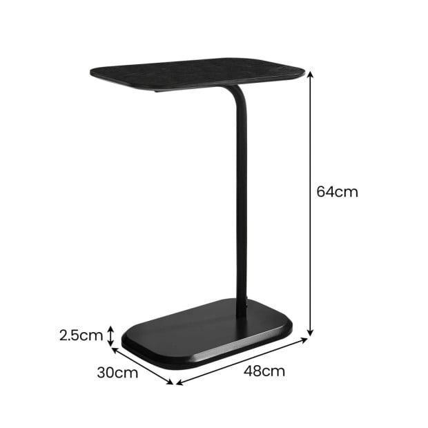 Sarantino Beveled Edge C-Shaped Side Table - Black Image 3