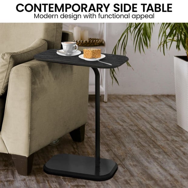 Sarantino Beveled Edge C-Shaped Side Table - Black Image 8