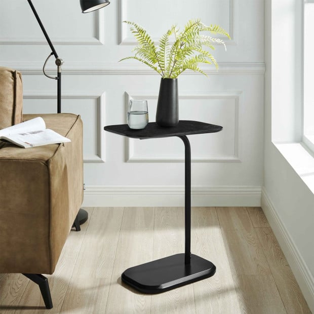 Sarantino Beveled Edge C-Shaped Side Table - Black Image 10