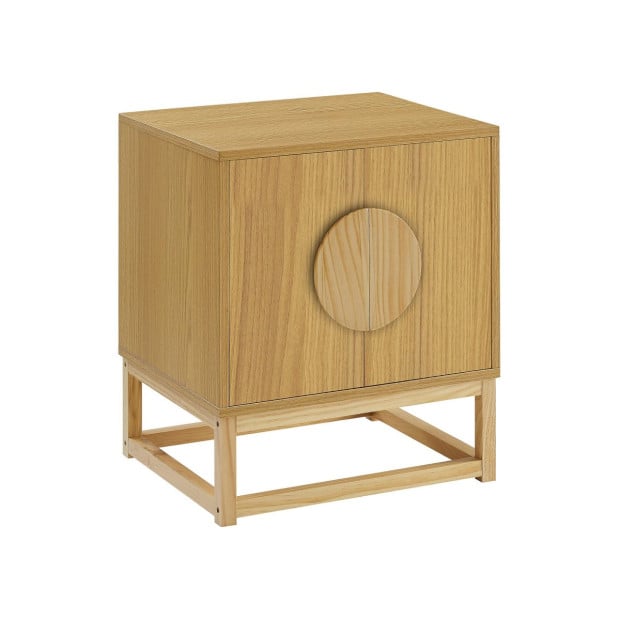 Sarantino Luca Bedside Table Split Door Night Stand - Natural Image 2