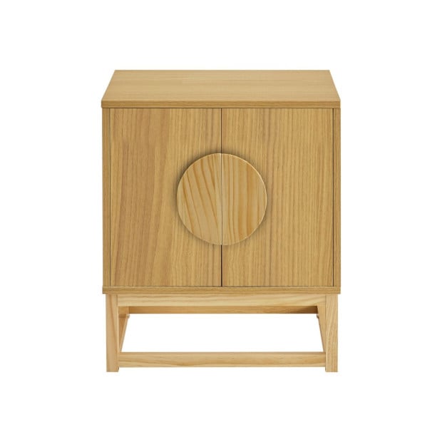 Sarantino Luca Bedside Table Split Door Night Stand - Natural Image 3