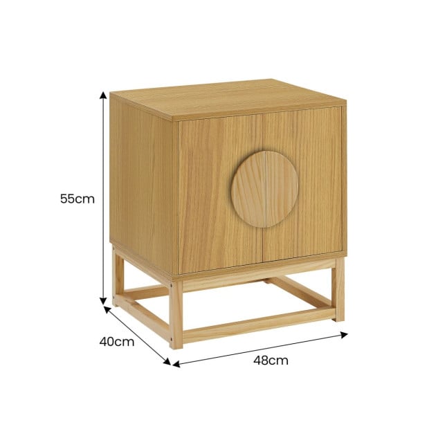 Sarantino Luca Bedside Table Split Door Night Stand - Natural Image 4
