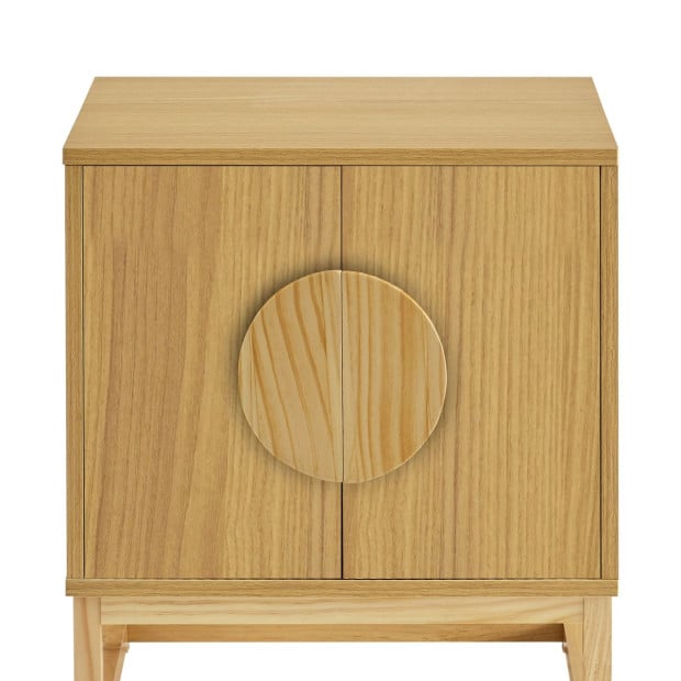 Sarantino Luca Bedside Table Split Door Night Stand - Natural Image 5