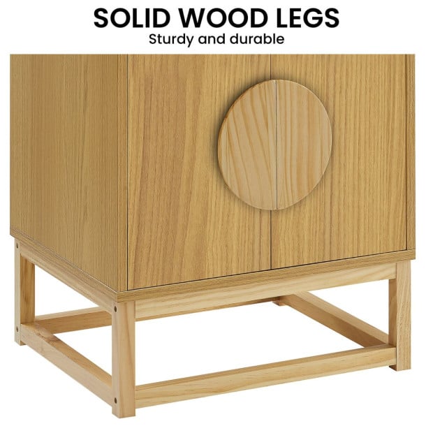 Sarantino Luca Bedside Table Split Door Night Stand - Natural Image 8