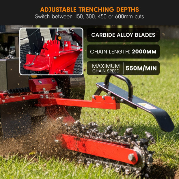 Ducar Trench Digger 457cc 18HP 4-Stroke Key Start, Petrol Trencher Machine Image 11