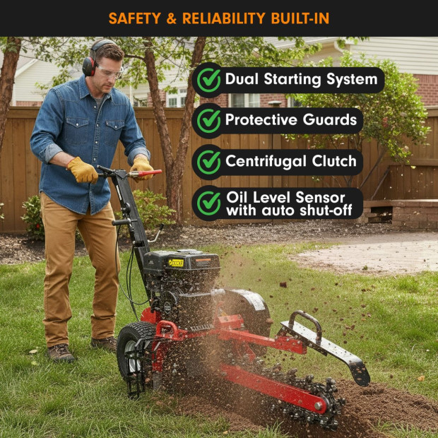 Ducar Trench Digger 457cc 18HP 4-Stroke Key Start, Petrol Trencher Machine Image 12
