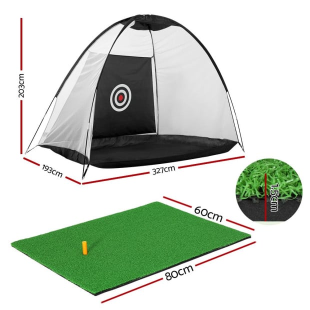 Golf Practice Net And Training Mat Set Cage Training Aid Hitting Mat Image 2