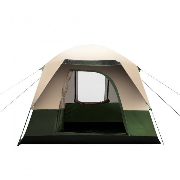 Family Camping Tent 4 Person Hiking Beach Tents Canvas Ripstop Green Image 3