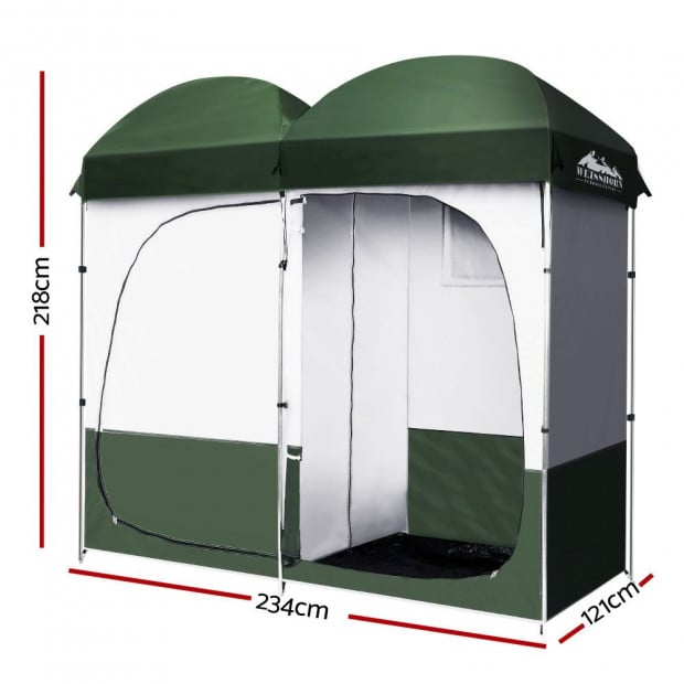 Double Camping Shower Toilet Tent Outdoor Portable Change Room Green Image 2