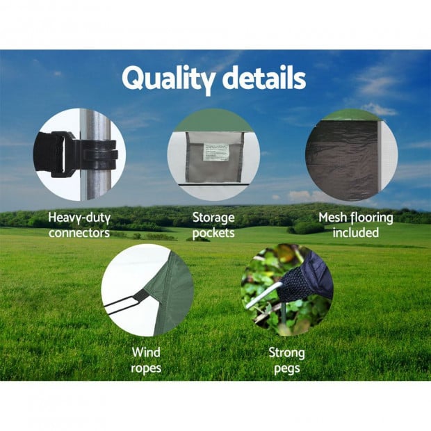 Double Camping Shower Toilet Tent Outdoor Portable Change Room Green Image 6