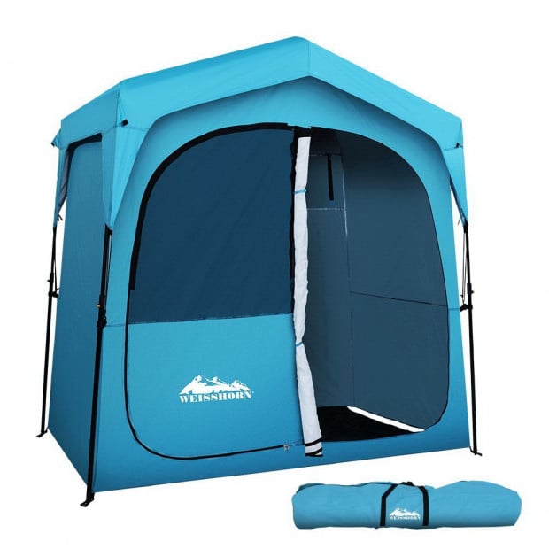 Pop Up Camping Shower Tent Portable Toilet Outdoor Change Room Blue