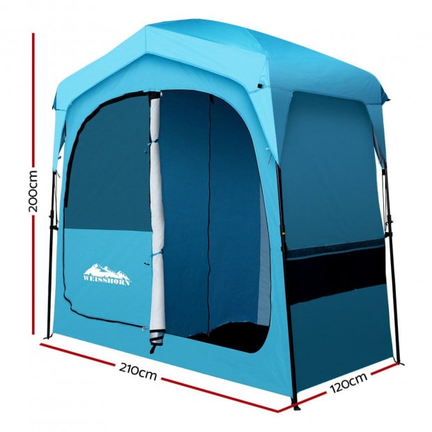 Pop Up Camping Shower Tent Portable Toilet Outdoor Change Room Blue Image 2