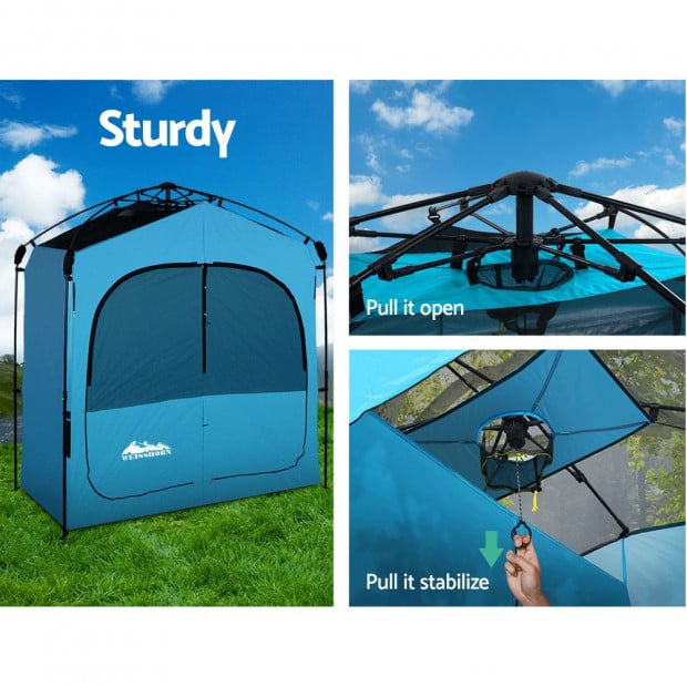 Pop Up Camping Shower Tent Portable Toilet Outdoor Change Room Blue Image 6