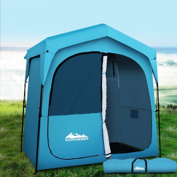 Pop Up Camping Shower Tent Portable Toilet Outdoor Change Room Blue Image 7