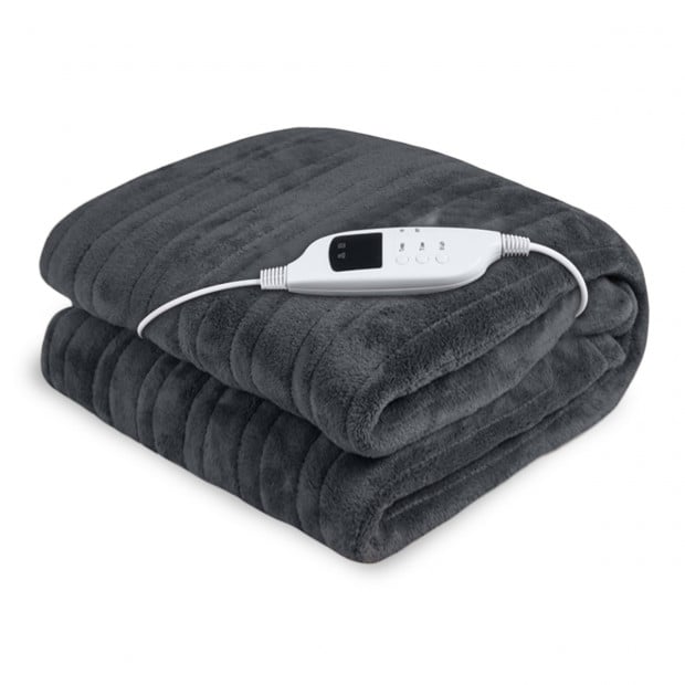 Laura Hill Heated Electric Blanket Throw Rug Coral Warm Fleece Winter Grey Image 2