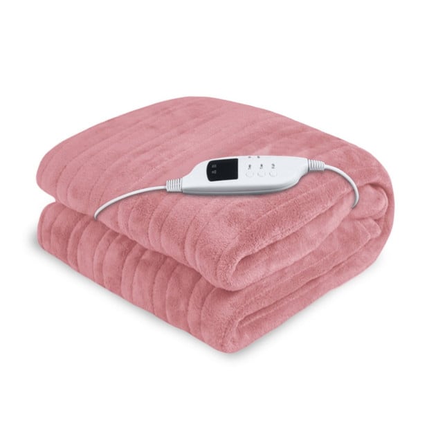 Laura Hill Heated Electric Blanket Throw Rug Coral Warm Fleece Pink Image 2